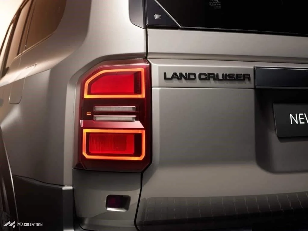新型ランドクルーザー250 リアテールランプとLAND CRUISERバッジクローズアップ
