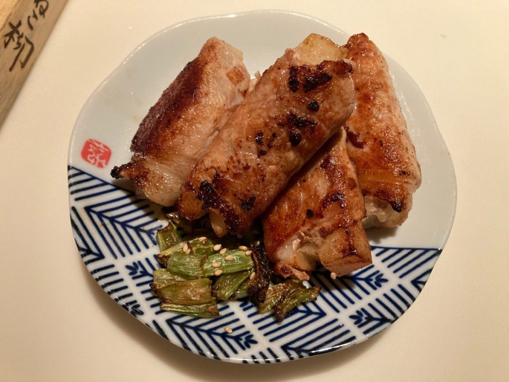 ハヤトウリの肉巻きを盛り付けた完成写真
