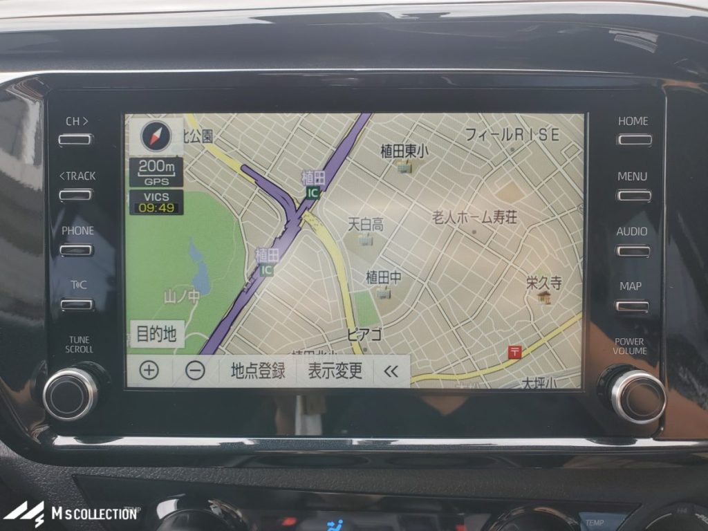 ハイラックス GRスポーツ ディスプレイオーディオに表示されたナビゲーション地図画面