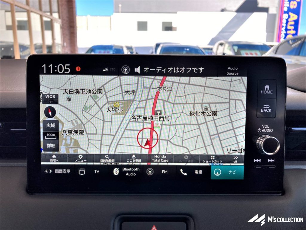 ホンダ ヴェゼルハイブリッド 9型ワイドホンダコネクトディスプレイのナビ画面表示