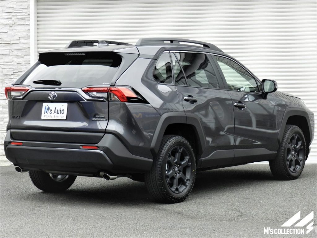 RAV4 グレー リア斜め後方から見たテールランプとバンパー